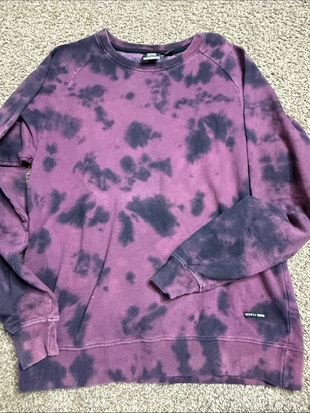 Men's Tie-Dye Crewneck Sweater - Purple and Black